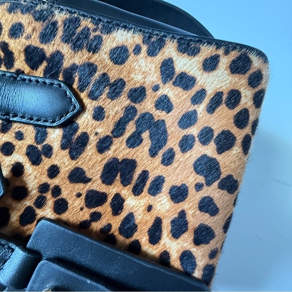 J.Crew Calf Hair Leather Mini Satchel Black Gold Hardware - Picture 5 of 6